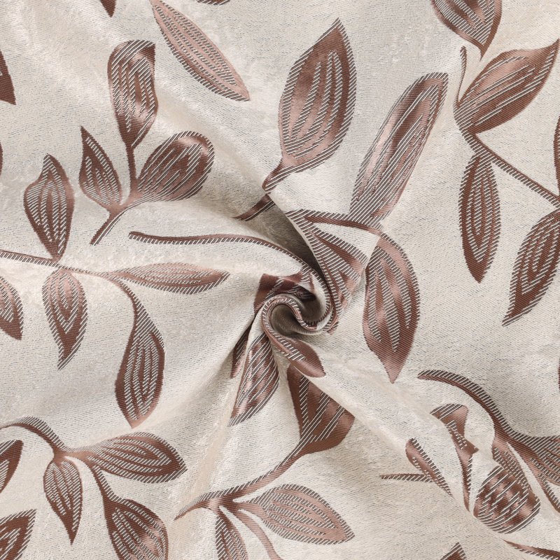 Superior White and Copper Polyester Blackout Curtains with Leaf Design, 52" x 84"