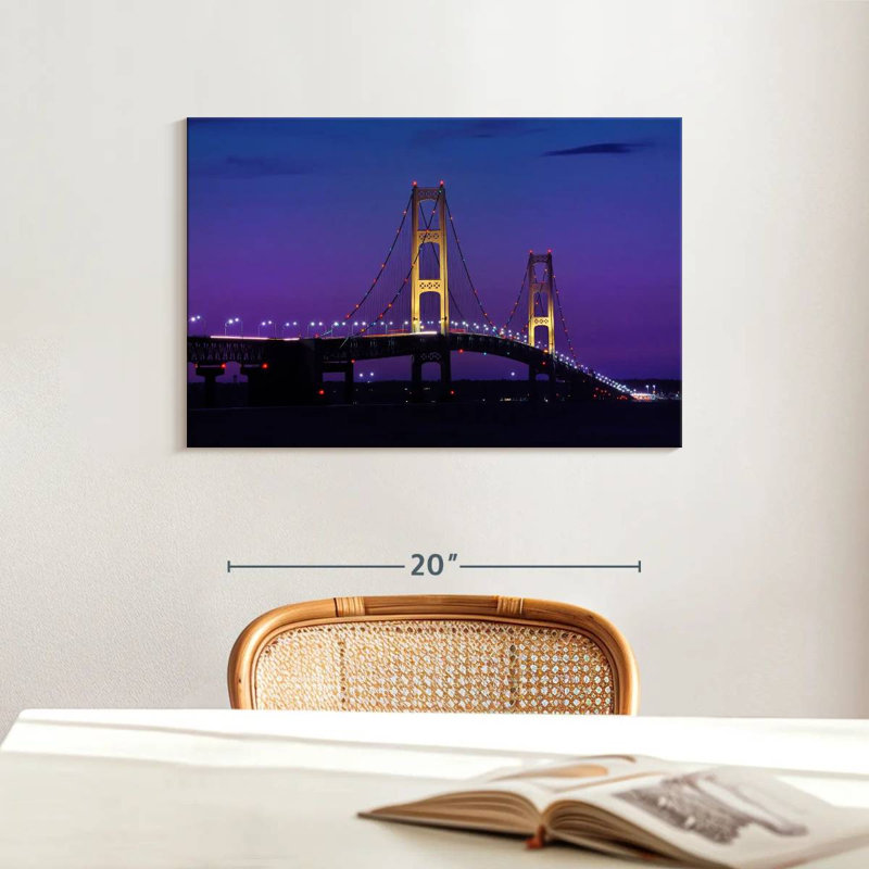 Lilie Mackinac Bridge, crépuscule, H 16 po x l 24 po