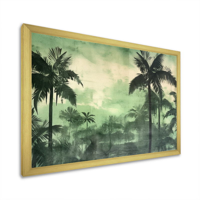 Palmier monochrome II sur toile, Cadre doré à une seule photo, H 30 po x l 40 po x P 1,5 po
