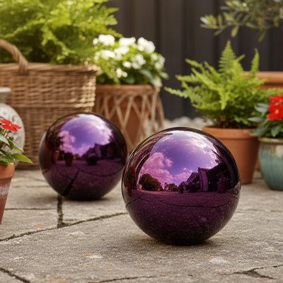 Globe terrestre extérieur en acier inoxydable à miroir 10 po Obrien - Merlot