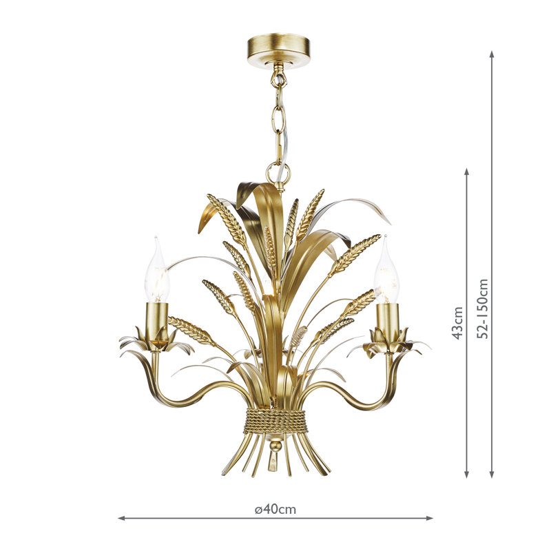 - Light Gold Pendant, 3 Lights, 193cm H x 40cm W x 40cm D