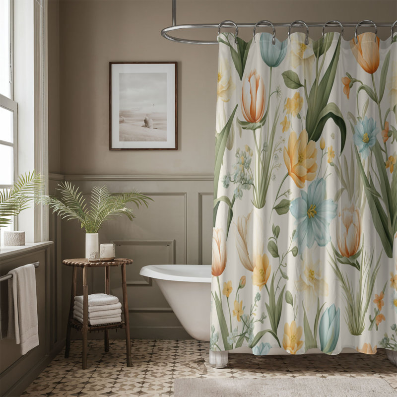 Fresh Prints - Rideau de douche standard 1 pièce, H 74 po x l 71 po