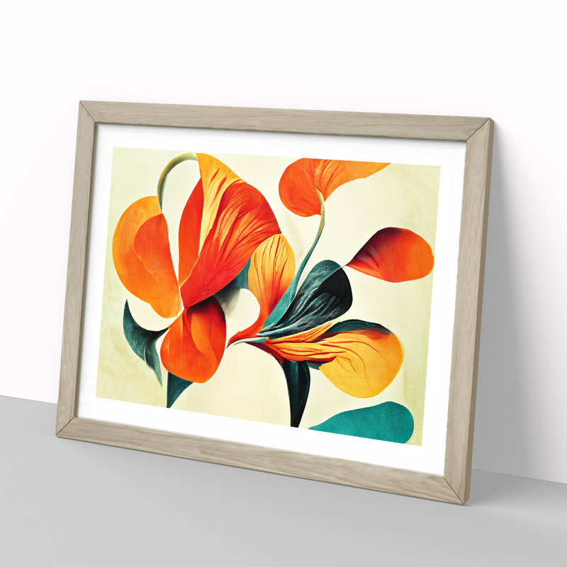 Artistic Floral Abstract Vol.7 - Single Picture Frame Print, 25cm H x 34cm W x 2cm D, Oak Framed