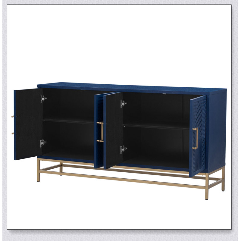 Buffet de style rétro avec tablettes réglables, poignées en métal et pieds pour un rangement et un décor polyvalents dans la cuisine, le salon et la salle à manger