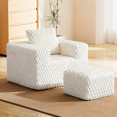 Canapé moderne en velours côtelé, fauteuil sans os avec repose-pieds, canapé simple avec coussin