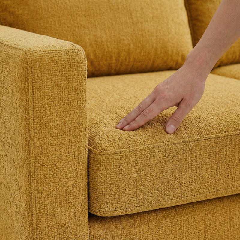 Canapé modulaire moderne en L pour salon, chambre à coucher et appartement, Jaune moutarde