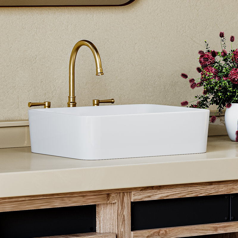 Denbigh 480mm x 370mm  Rectangular Vitreous China Countertop Bathroom Sink Basin, White