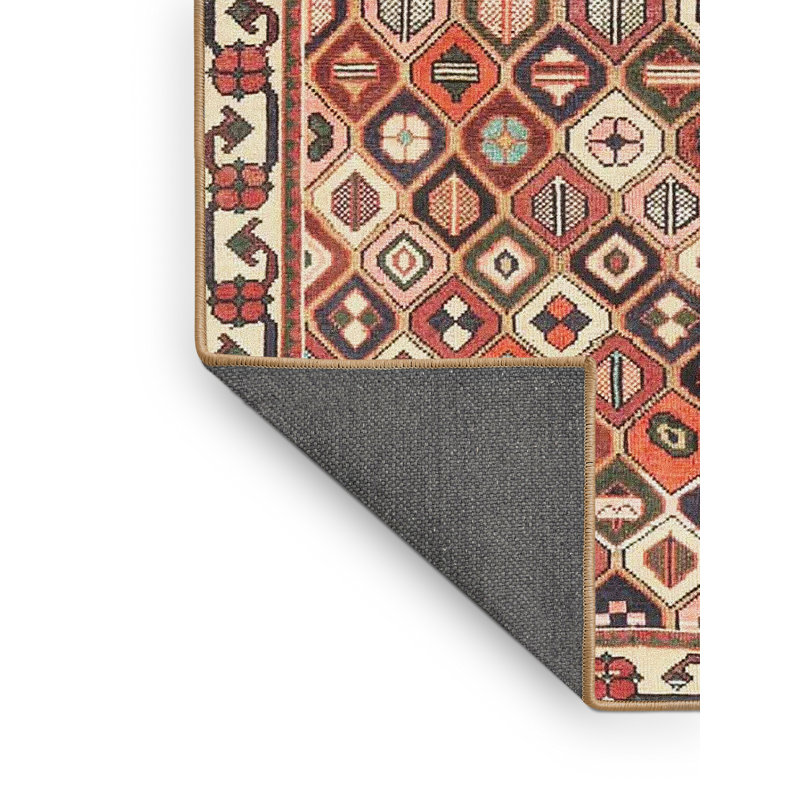 Tapis traditionnel rouge / beige Lavely, Rectangle 8 pi x 10 pi
