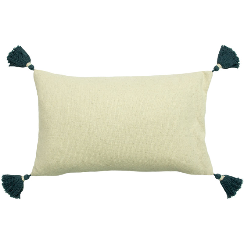 Geometric Rectangular Lumbar Cushion, Teal, Feathers