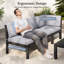 Ensemble de conversation modulaire de patio pour 6 personnes avec coussins, ensemble de conversation de 7 pièces HiPS-785953954-785953955