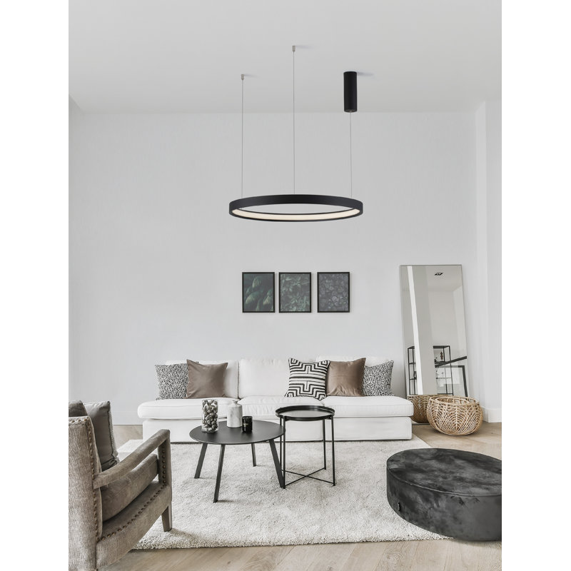 1 - Light Black LED Waggon Wheel Pendant