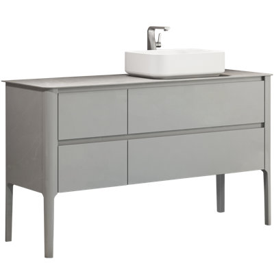 55'' Single Bathroom Vanity with Marble Top