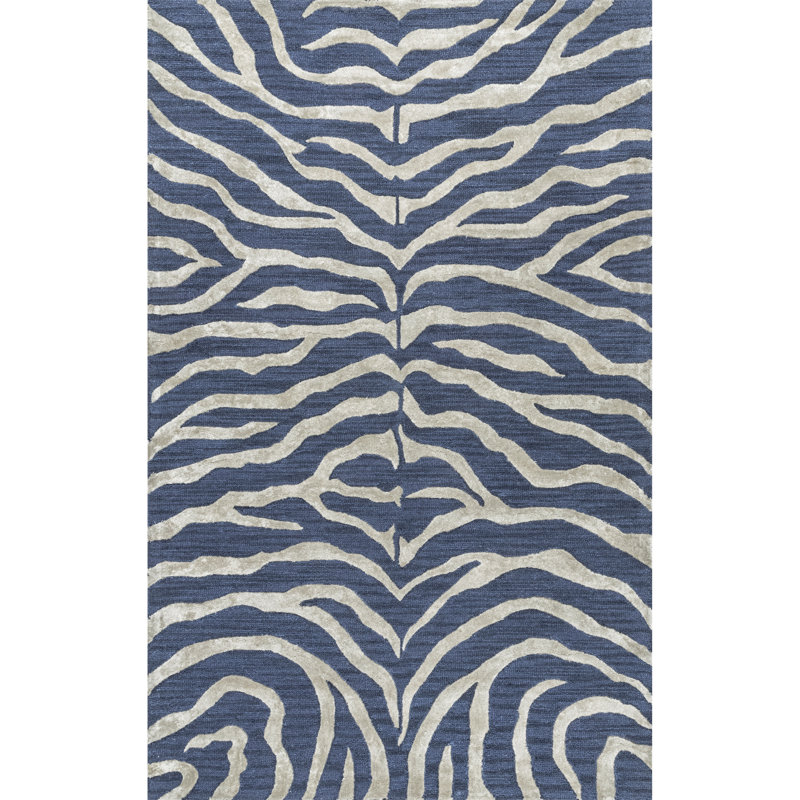 Tapis bleu touffeté à la main Avnee, Rectangle 5 pi x 8 pi