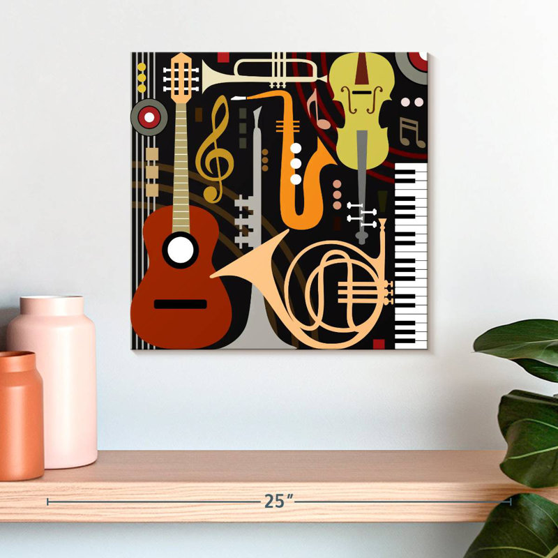 Abarca, instruments de musique abstraits, H 16 po x l 16 po