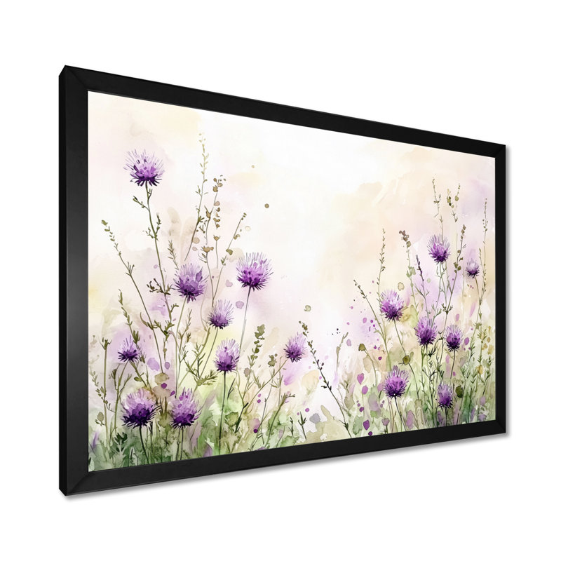 «Thistle Blooming In The Meadows III - Thistle», reproduction d'art murale, H 30 po x l 40 po, Black