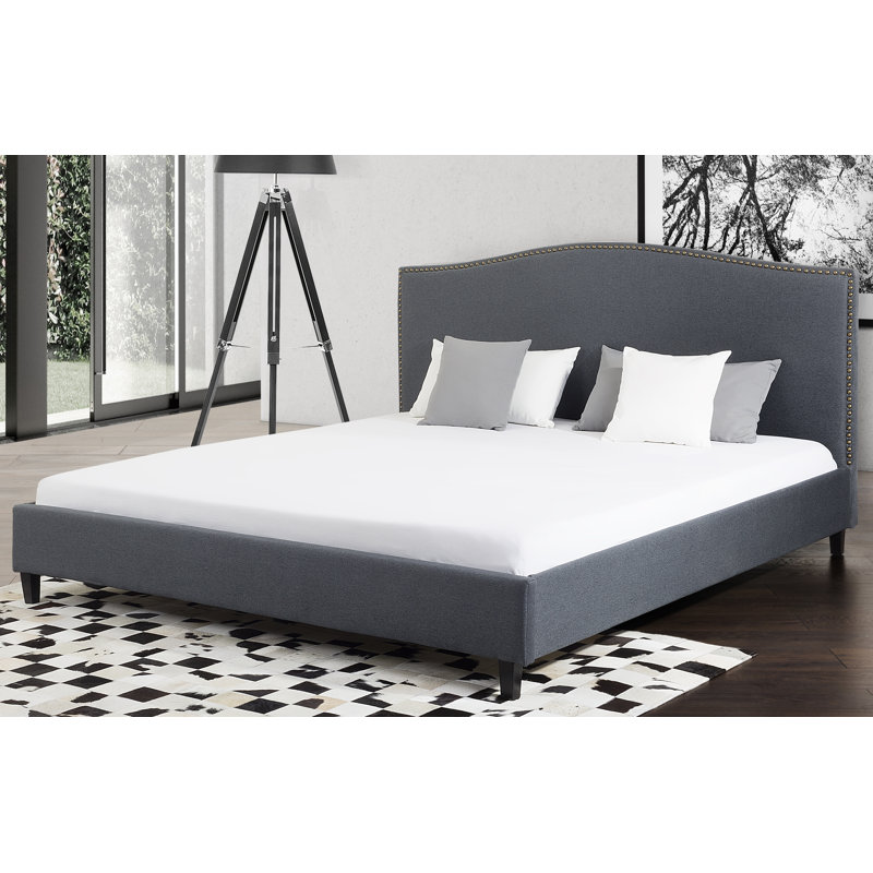 Buckwalter Upholstered Twill Bed, Super King (6'), Grey