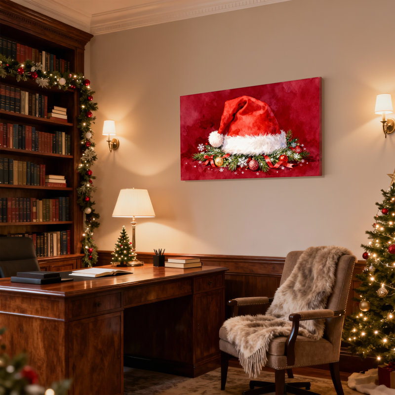 Ensemble de 3 toiles de Noël avec décorations et flocons de neige, H 16 po x l 24 po