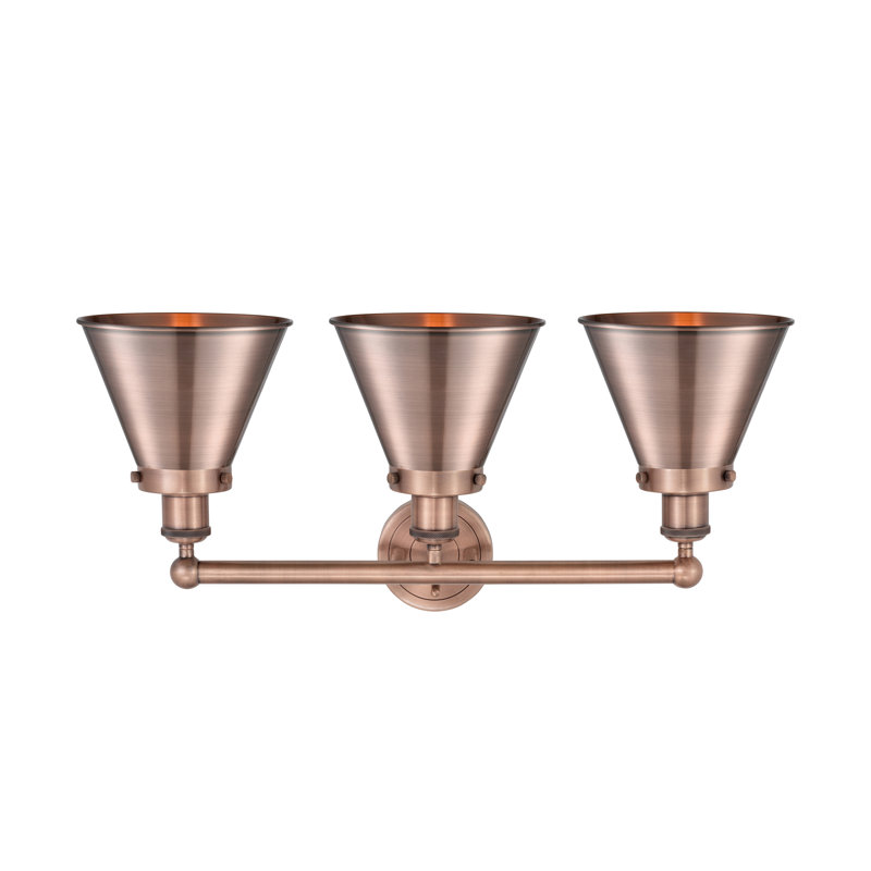 Éclairage pour meuble-lavabo à 3 lumières à intensité variable Stengel, Cuivre antique, Cuivre antique