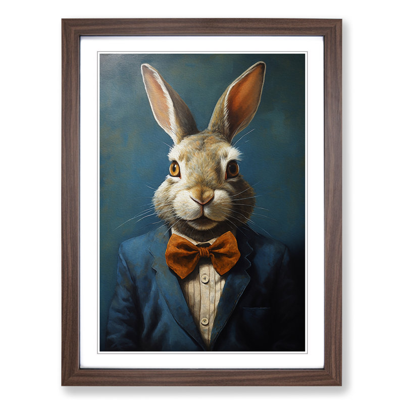 Rabbit Expressionism No.4 - Framed Print, 64cm H x 46cm W x 2cm D, Walnut 