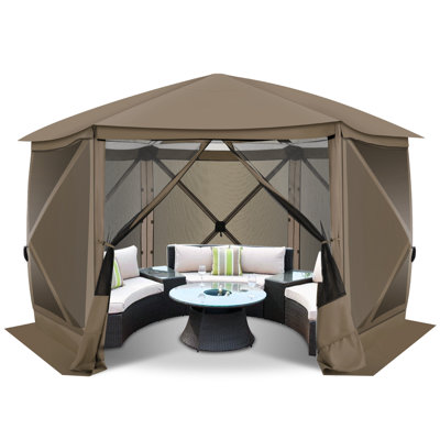 Tente de pavillon avec abri de jardin 12 x 12, auvent extérieur avec toit et parois latérales amovibles