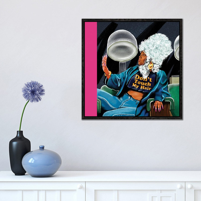 Don't Touch My Hair - Print on Canvas, 45.72 cm H x 45.72 cm W, Black Framed