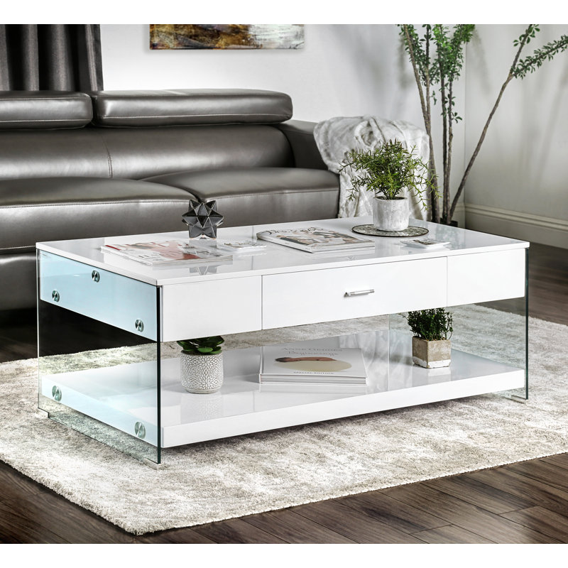 Table basse avec rangement Hannya, Blanc