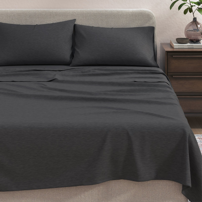 Organic Cotton Jersey Knit Sheets, California King, Charcoal