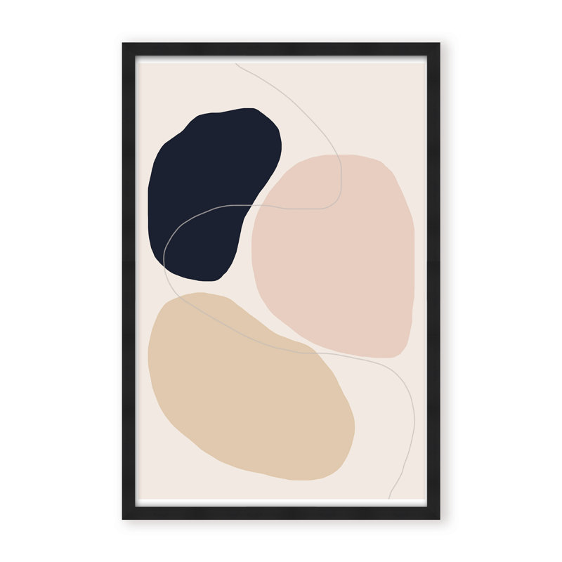 Abstract Composition by The Miuus Studio - Picture Frame Painting on Paper, 48" H x 32" W x 1.125" D, Black