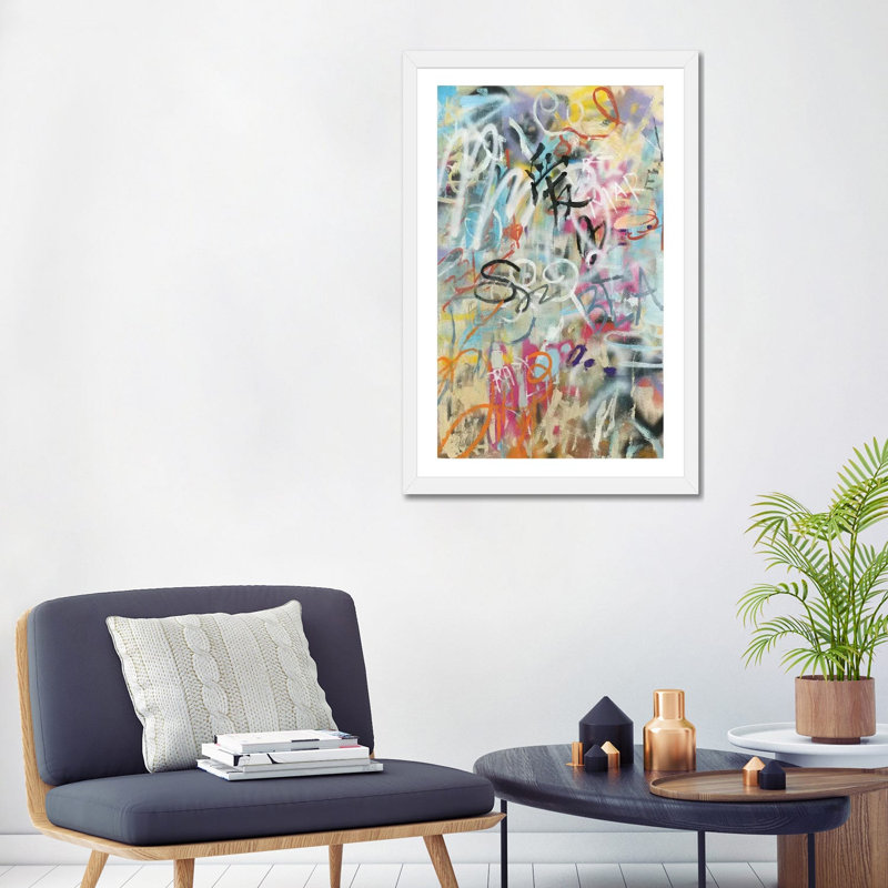 « Graffiti Love » par Danhui nai, reproduction d’art, H 32 po x l 24 po x P 1 po, Papier encadré blanc, Blanc