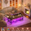 Coffee Table, Lift Top Coffee Table With Storage, LED Light & Power Outlet And Hidden Compartment, Retro Centre Table For Living Room, X Support Wood Tabletop, Metal Frame, Rustic Brown