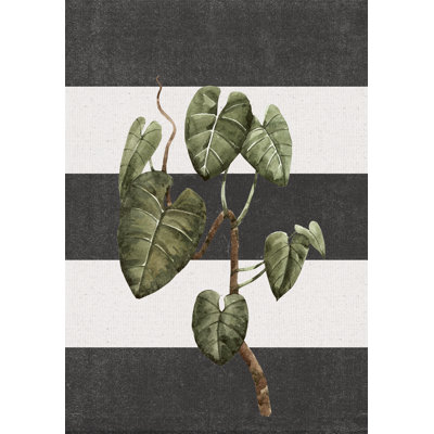 Botanical Tree over Stripes - Painting Print