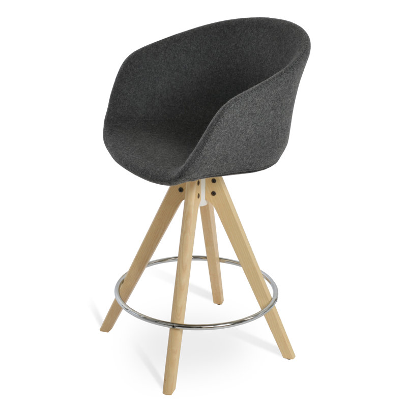 Tabouret de comptoir Tribeca Pyramid, Tabouret de comptoir (siège d'une hauteur de 22 p, Laine argentée, Gris foncé