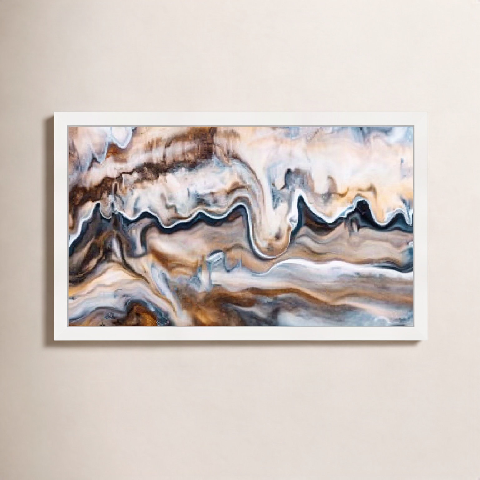 Copper and Blues Painting by Oliver Gal, White, 22" H x 32" W x 0.5" D