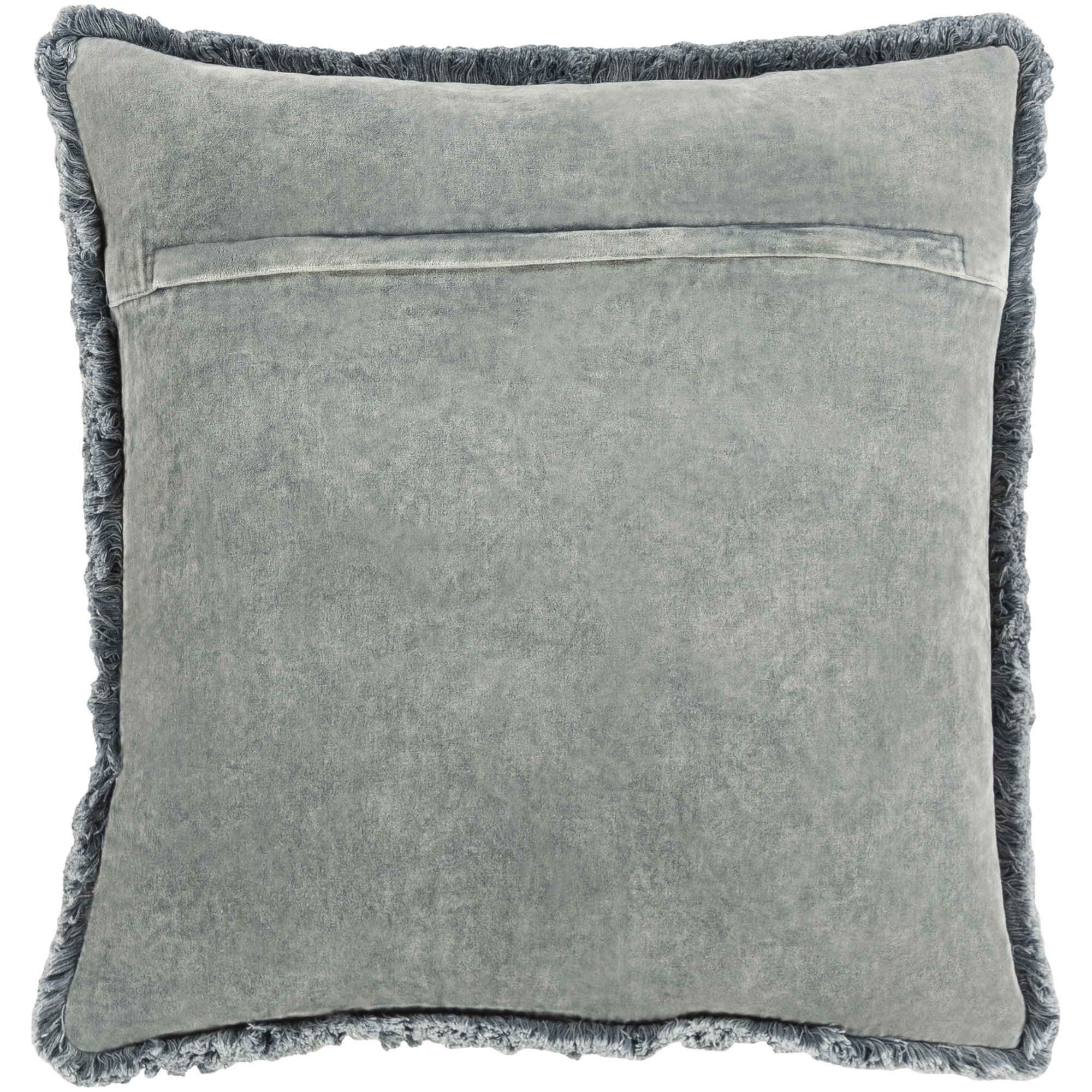 Steph Fringed Cotton Throw Pillow, Slate, Down, 20" x 20"