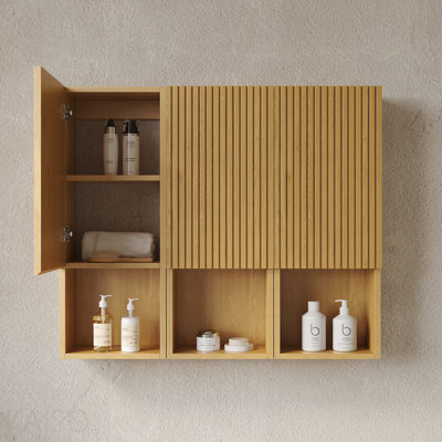 Armoire murale de salle de bain de 41 po, composée de 3 armoires avec portes et compartiments ouverts, qui peut être utilisée en combinaison ou individuellement, convenant à la salle de bain, etc.