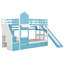 Lit superposé simple au-dessus de simple, lit superposé château avec 2 tiroirs, 3 tablettes et glissade, lit superposé en bois massif-1042665792-1042665807