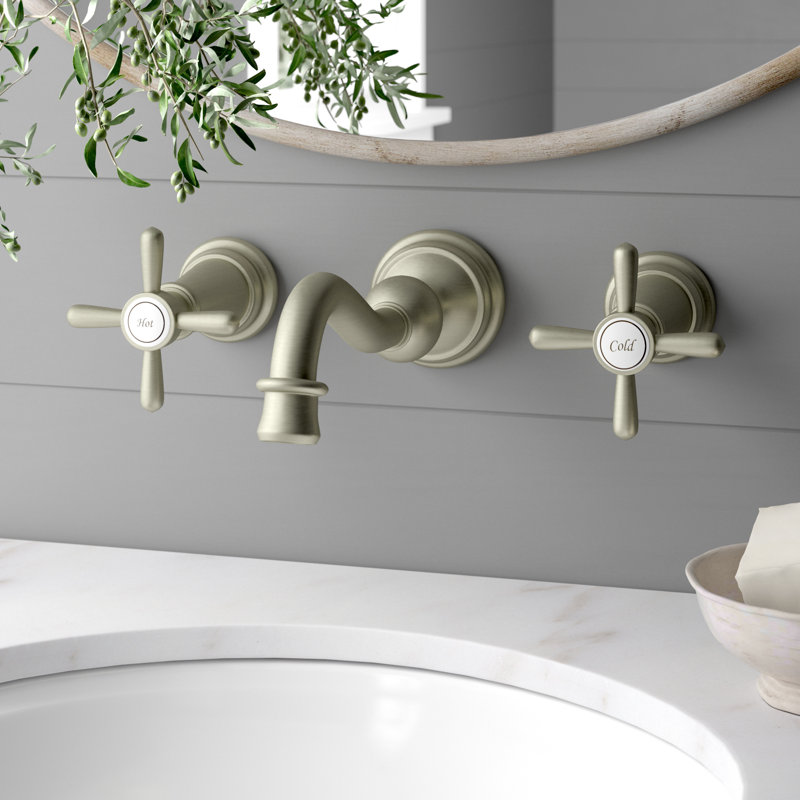 Weymouth Wall Mounted Bathroom Faucet, Brushed Nickel