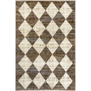 Kimara Checkered Fringe Area Rug