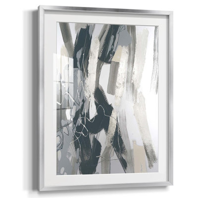 Slate Search I -Framed Print w Matt & Glass