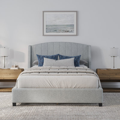 Aubreana Upholstered Classic Wing Platform Bed, Gray by Ebern Designs