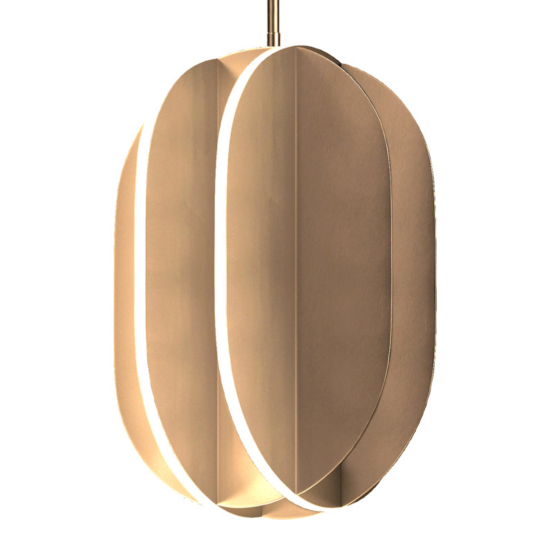 Biniam 1 - Light LED Geometric Pendant, Satin Brass, 14.25" H x 9.75" W x 9.75" D