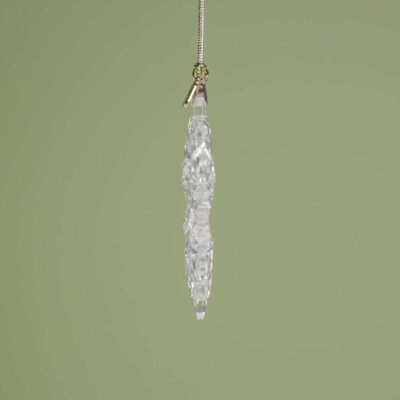 2024 Clear Glass Optic Snowflake Ornament with Gold Cord