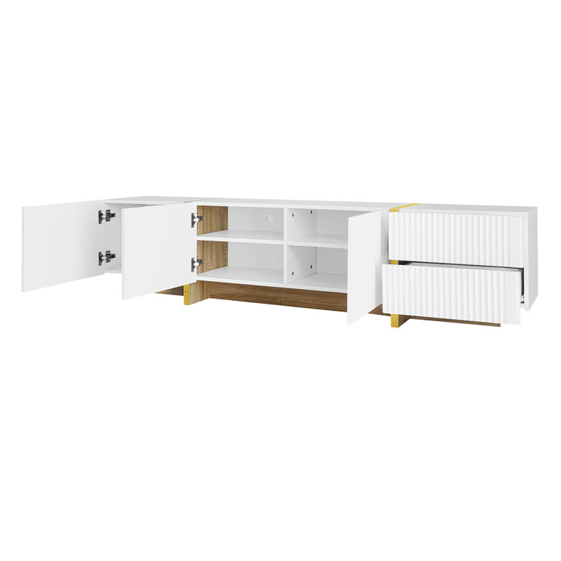 Unfinished TV Stand for TVs up to 85", White/Yellow