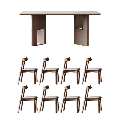 Ensemble de table en pierre noyer mat