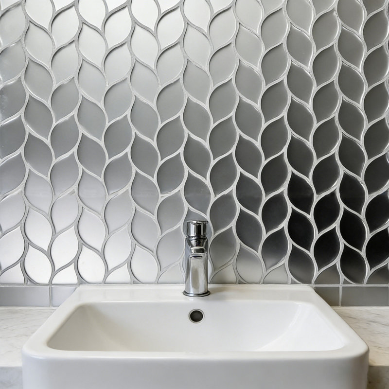 Carrelage mural mosaïque en verre givré Art Deco, Matin enneigé mat