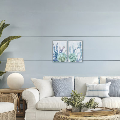 Ensemble de 2 giclées encadrées Coral Days Ocean Pastels, design par Kim Allen
