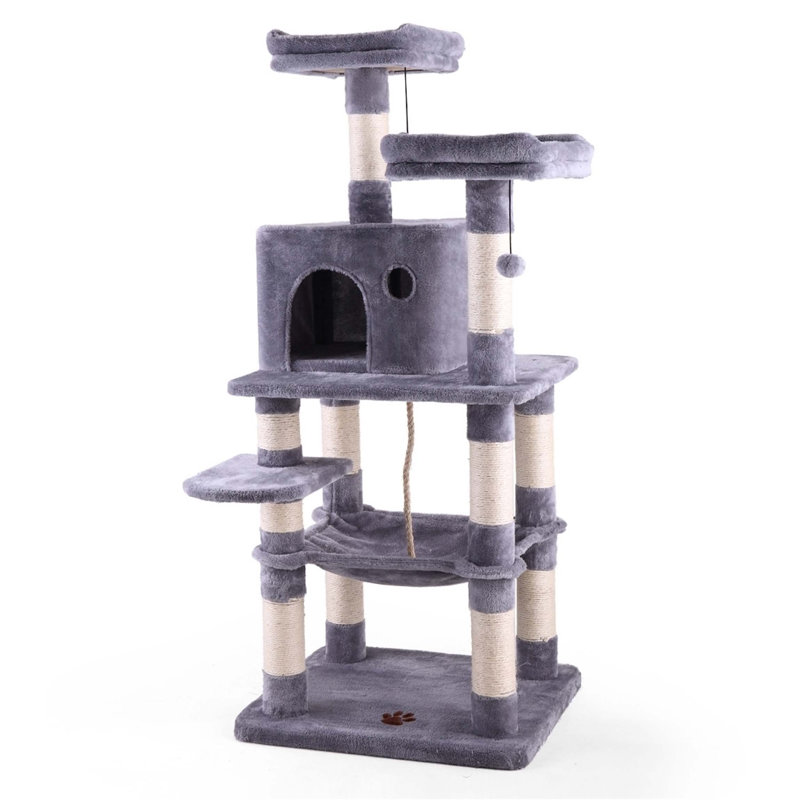 Habitation pour chat à plusieurs niveaux avec hamac et griffoirs pour chatons