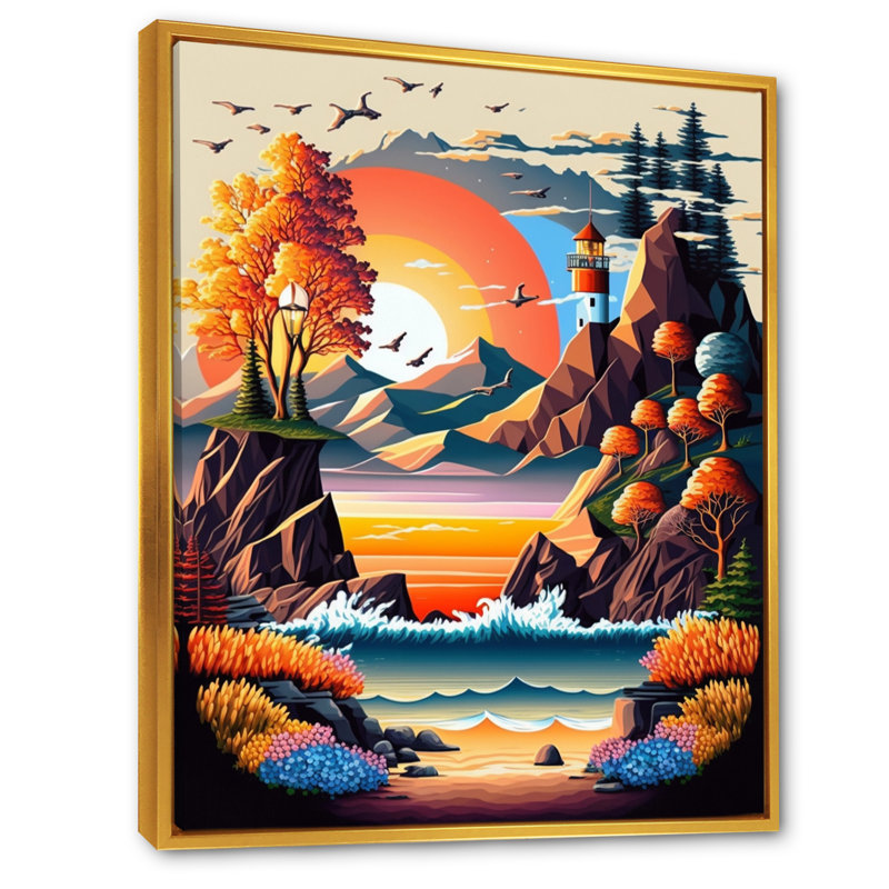 Coucher de soleil dans un style moderne de style I - reproduction sur toile, H 40 po x l 30 po x P 1,5 po