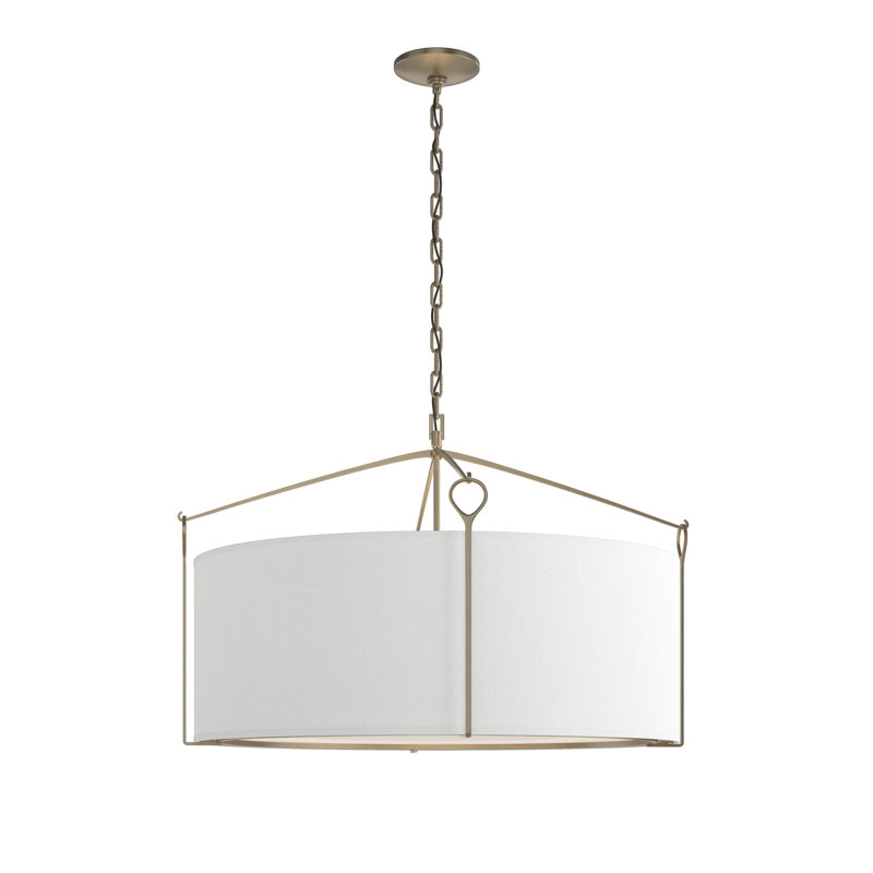 Bow 4 - Light Drum Chandelier, 19.4" H x 30" W x 30" D, Soft Gold, Natural Anna