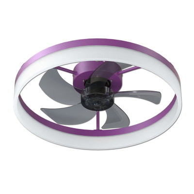 Ventilateur de plafond moderne mauve avec lumière DEL à intensité variable - ventilateur de plafond mince avec télécommande pour le salon de la chambre à coucher